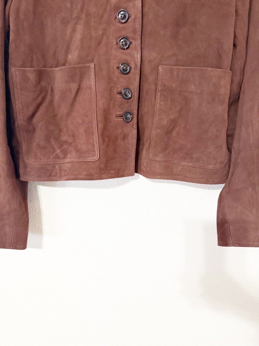 Mango MNG Genuine Goat Suede Leather Button Jacket in Burnt Orange $430 MSRP - Picture 15 of 15